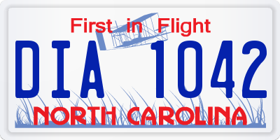 NC license plate DIA1042
