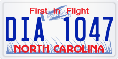 NC license plate DIA1047