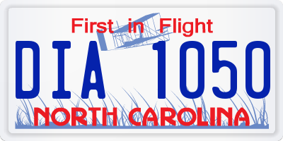 NC license plate DIA1050