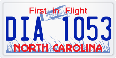 NC license plate DIA1053