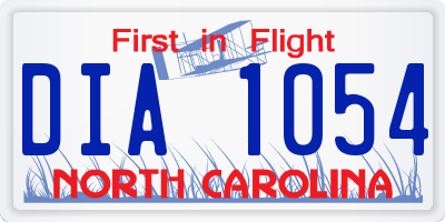 NC license plate DIA1054