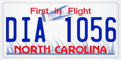 NC license plate DIA1056