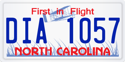 NC license plate DIA1057