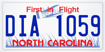 NC license plate DIA1059