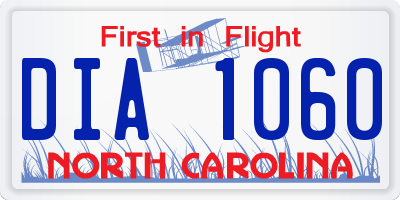 NC license plate DIA1060