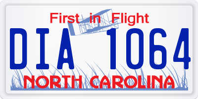 NC license plate DIA1064