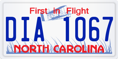 NC license plate DIA1067