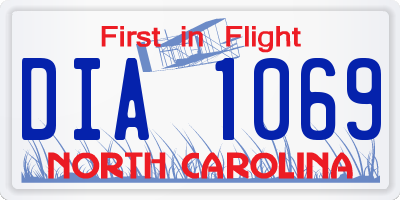 NC license plate DIA1069