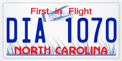 NC license plate DIA1070