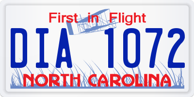 NC license plate DIA1072