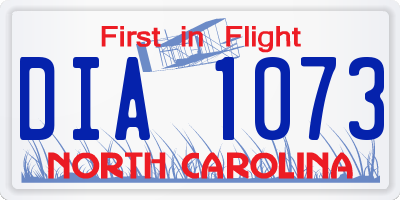 NC license plate DIA1073