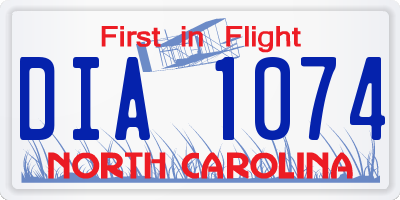 NC license plate DIA1074