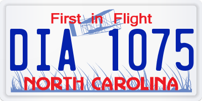 NC license plate DIA1075
