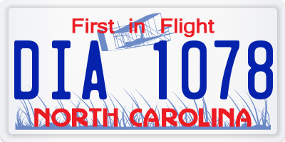 NC license plate DIA1078