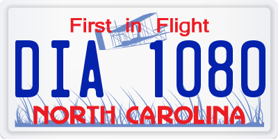 NC license plate DIA1080