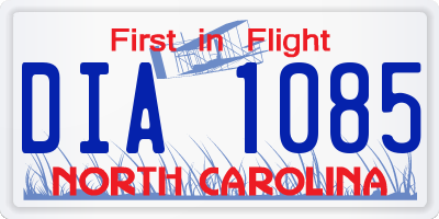 NC license plate DIA1085
