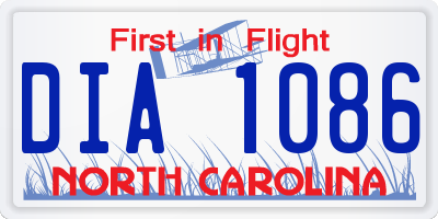 NC license plate DIA1086