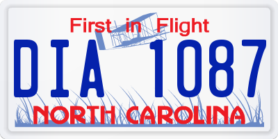 NC license plate DIA1087
