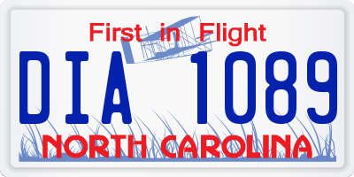 NC license plate DIA1089