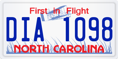 NC license plate DIA1098