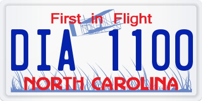 NC license plate DIA1100
