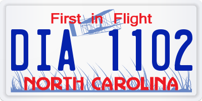 NC license plate DIA1102