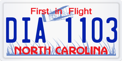 NC license plate DIA1103