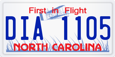 NC license plate DIA1105
