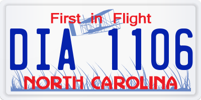 NC license plate DIA1106