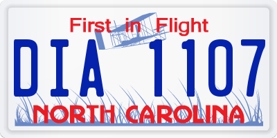 NC license plate DIA1107