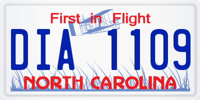 NC license plate DIA1109