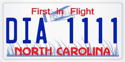 NC license plate DIA1111