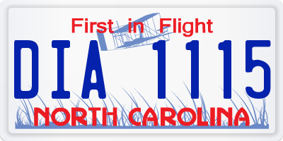 NC license plate DIA1115