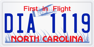 NC license plate DIA1119