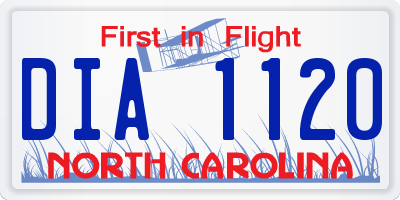NC license plate DIA1120
