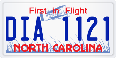 NC license plate DIA1121