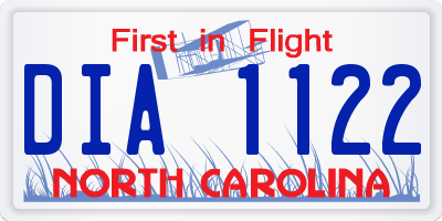 NC license plate DIA1122