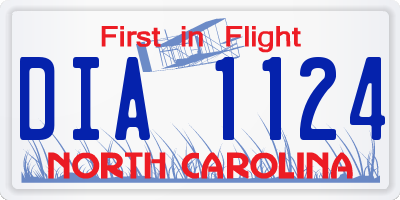 NC license plate DIA1124