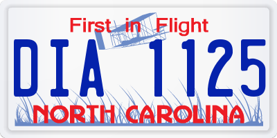NC license plate DIA1125
