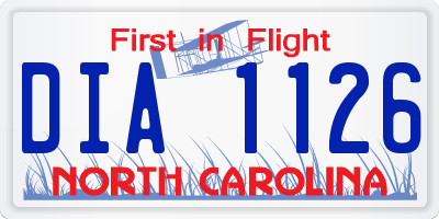 NC license plate DIA1126