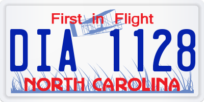 NC license plate DIA1128