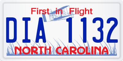 NC license plate DIA1132