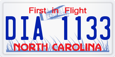 NC license plate DIA1133