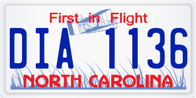 NC license plate DIA1136