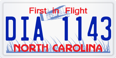 NC license plate DIA1143