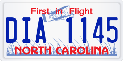 NC license plate DIA1145