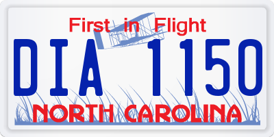 NC license plate DIA1150