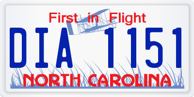 NC license plate DIA1151