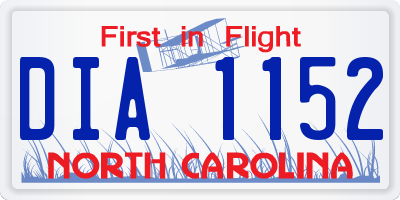 NC license plate DIA1152