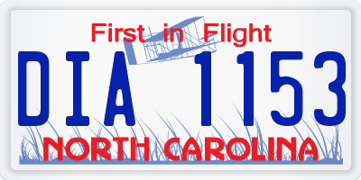 NC license plate DIA1153